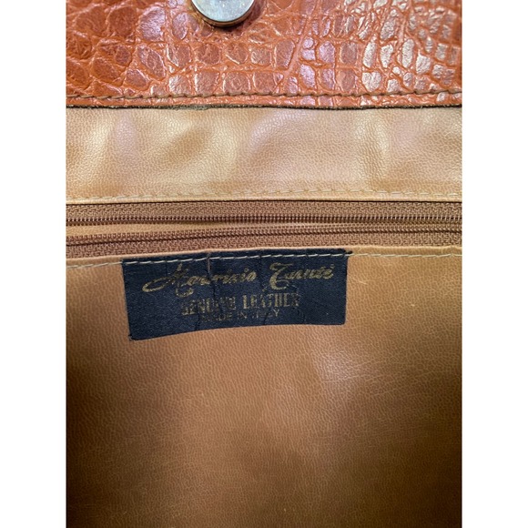 Vintage Maurizio Taiuti Leather Crocodile Skin Pattern Large Shoulder Bag - Picture 4 of 6